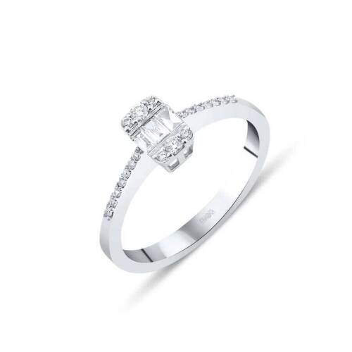 31 Karat Baget Pırlanta Yüzük - 