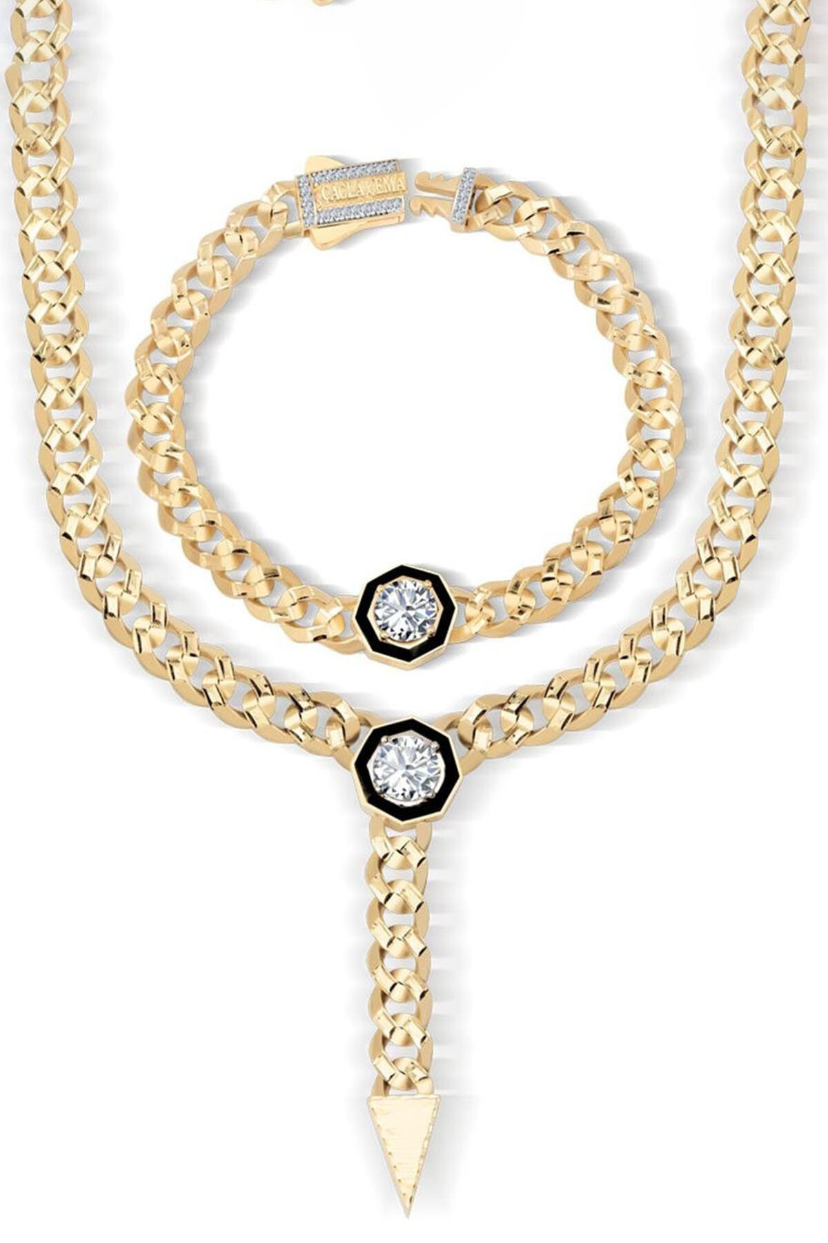 Çağla Ema 7mm Taşlı Altın Gurmet Set - 1