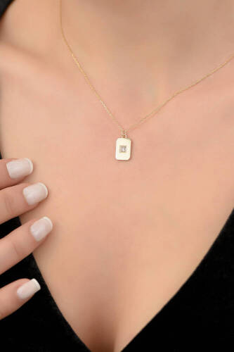 Altın Plaka Baget Kolye - 