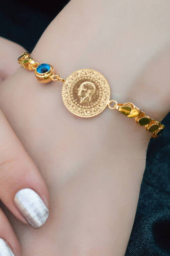 Arpa Zincirli Gözlü Altın Bileklik - 