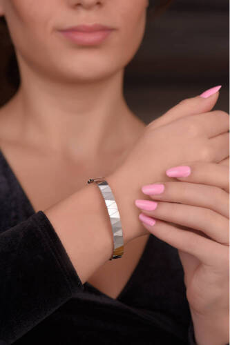 Beyaz Esnek Prizma Altın Bileklik - 