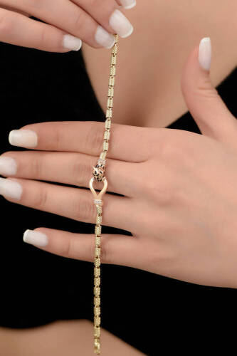 Cetaş Altın Leopar Bileklik - 