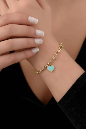 Cetaş Kalp Detaylı Altın Bileklik - 