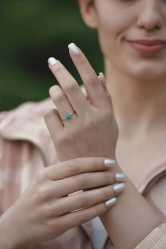 Damla Firuze Altın Yüzük - 