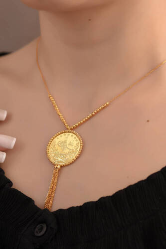 Dorika Toplu Tuğralı Püsküllü Kolye - 