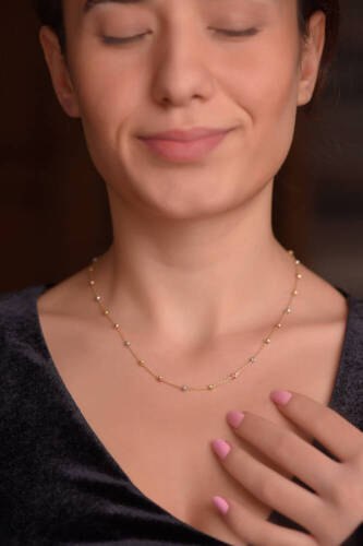 Dorika Üç Renk Altın Zincir - 