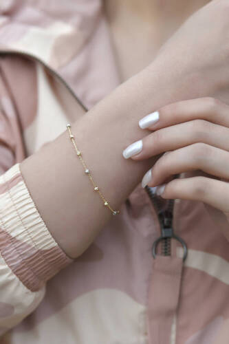 Dorika Üç Renk Toplu Altın Bileklik - 