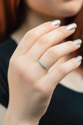 Firuze Yarımtur Altın Yüzük - 