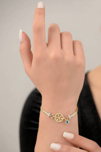 Göz Detaylı Kar Tanesi Altın Bileklik - 