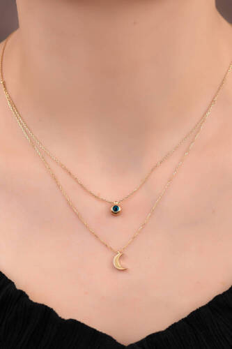 Göz ve Ay Kombin Altın Kolye - 