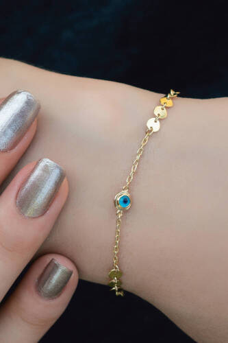 Gözlü Pullu Altın Bileklik - 