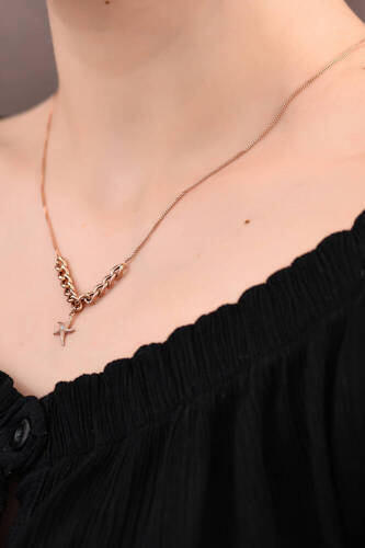 Gurmet Zincirli Deniz Yıldızı Altın Kolye - 