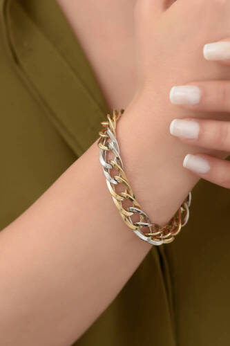 İki Renk Altın Chain Bileklik - 