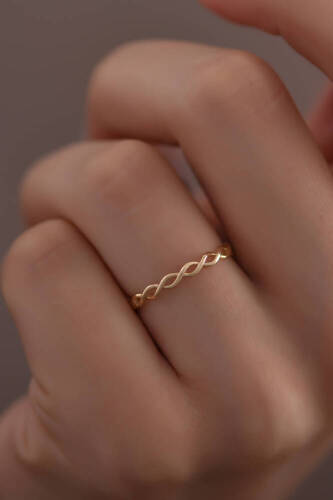 İkili Örgü Altın Yüzük - 
