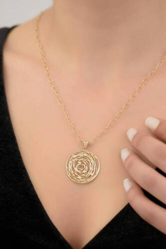 İtalyan Zincirli Girdap Altı Kolye - 