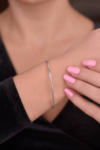 İthal Burgu Beyaz Altın Bileklik - 