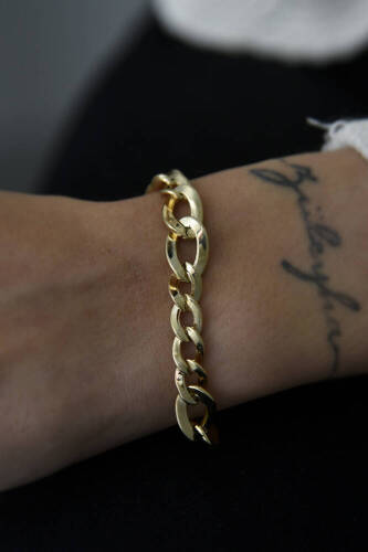 Kadın Altın İtalyan Figaro Bileklik - 