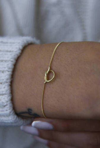 Kadın Altın Minimal Düğüm Bileklik - 