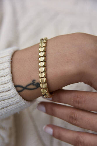 Kadın Altın Prizma Bileklik - 