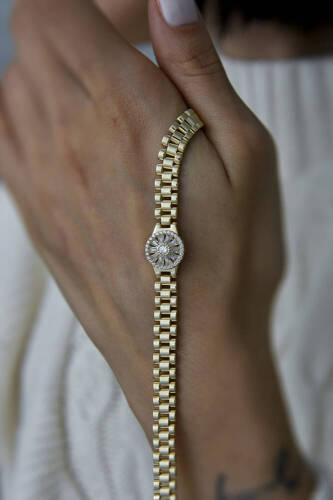 Kadın Altın Trapez Bileklik - 