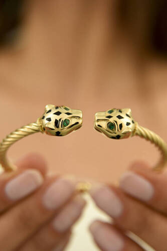 Kadın Cetaş Kaplan Altın Kelepçe Bilezik - 