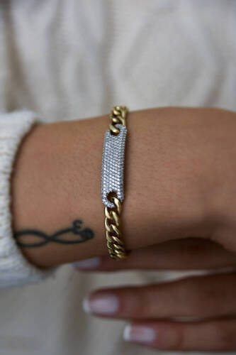 Kadın Jazibe Taşlı Altın Gurmet Bileklik - 