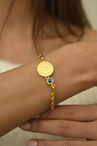 Kadın Liralı Burgu Altın Bileklik - 