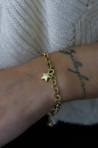 Kadın Yıldızlı Altın Şans Bileklik - 