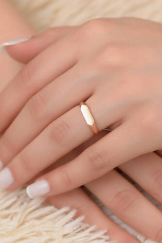 Kalın Çizgi Rose Altın Yüzük - 