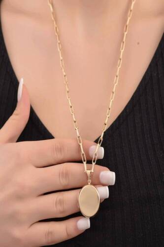 Kapaklı Altın Madalyon Kolye - 