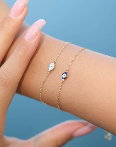 Lacivert Mineli Göz Bileklik - 