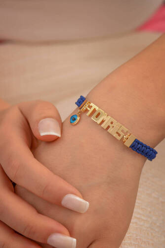 Makrome İpli Altın İsim Bileklik - 