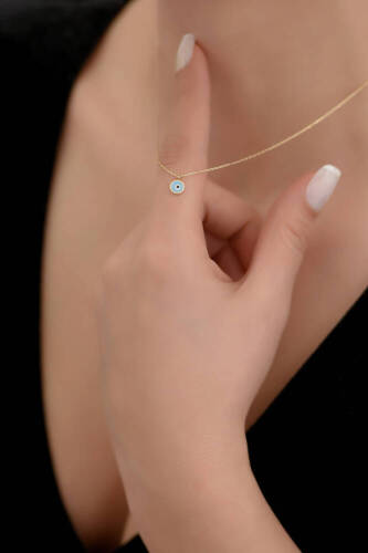 Mineli Göz Altın Kolye - 