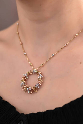 Saçaklı Halka Altın Kolye - 