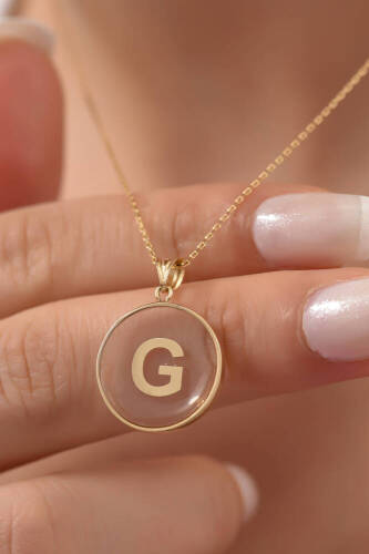 Şeffaf Harf Altın Kolye - 