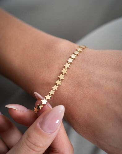 Sıralı Yıldız Altın Bileklik - 