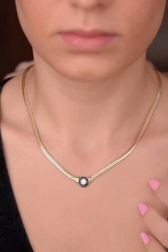 Siyah Mineli Kolye - 