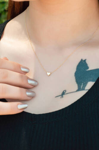 Tek Taşlı Kalp Altın Kolye - 