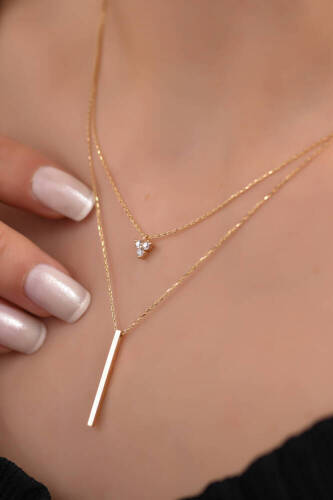 Tria ve Çİzgi Kombin Kolye - 