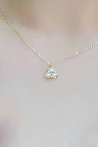 Üç İnci Altın Kolye - 