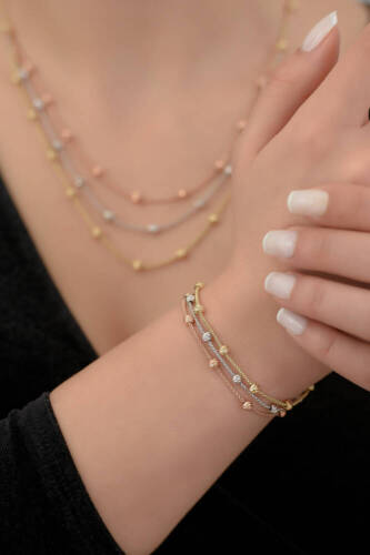 Üç Renk Üçlü Popcorn Bileklik - 