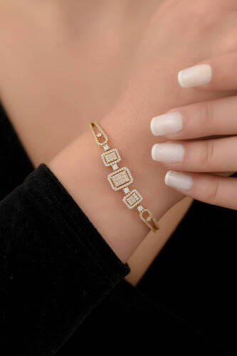 Üçlü Baget Altın Kelepçe Bileklik - 