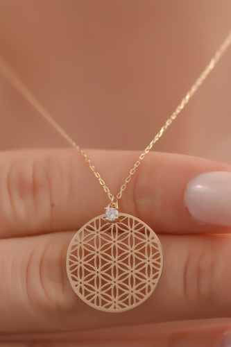 Yaşam Çiçeği Altın Kolye - 