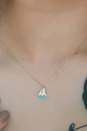 Yelkenli Altın Kolye - 